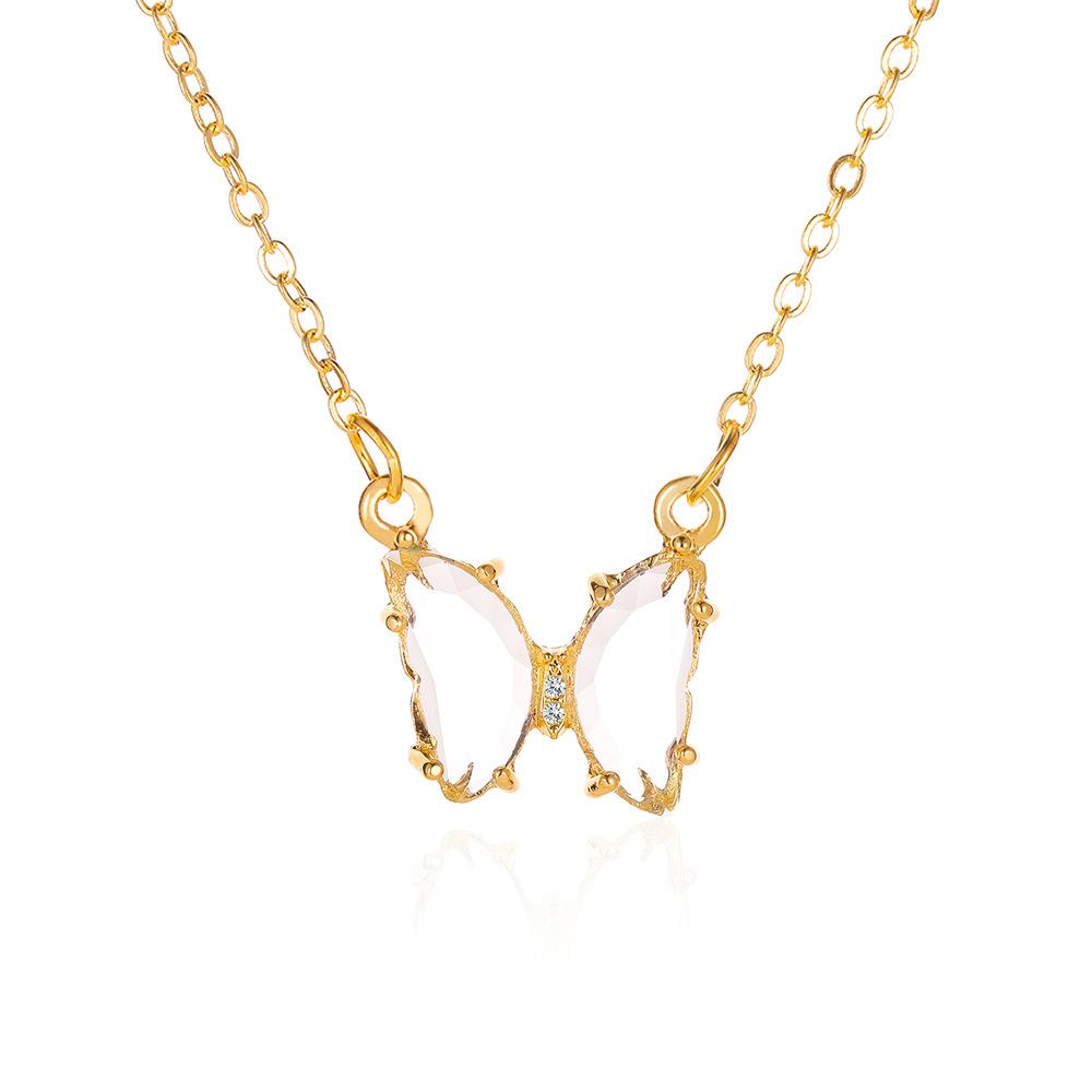 Wholesale Alloy Glass Butterfly Necklace